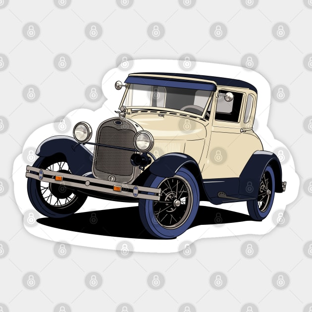 Ford Model A car in cream Sticker by Webazoot
